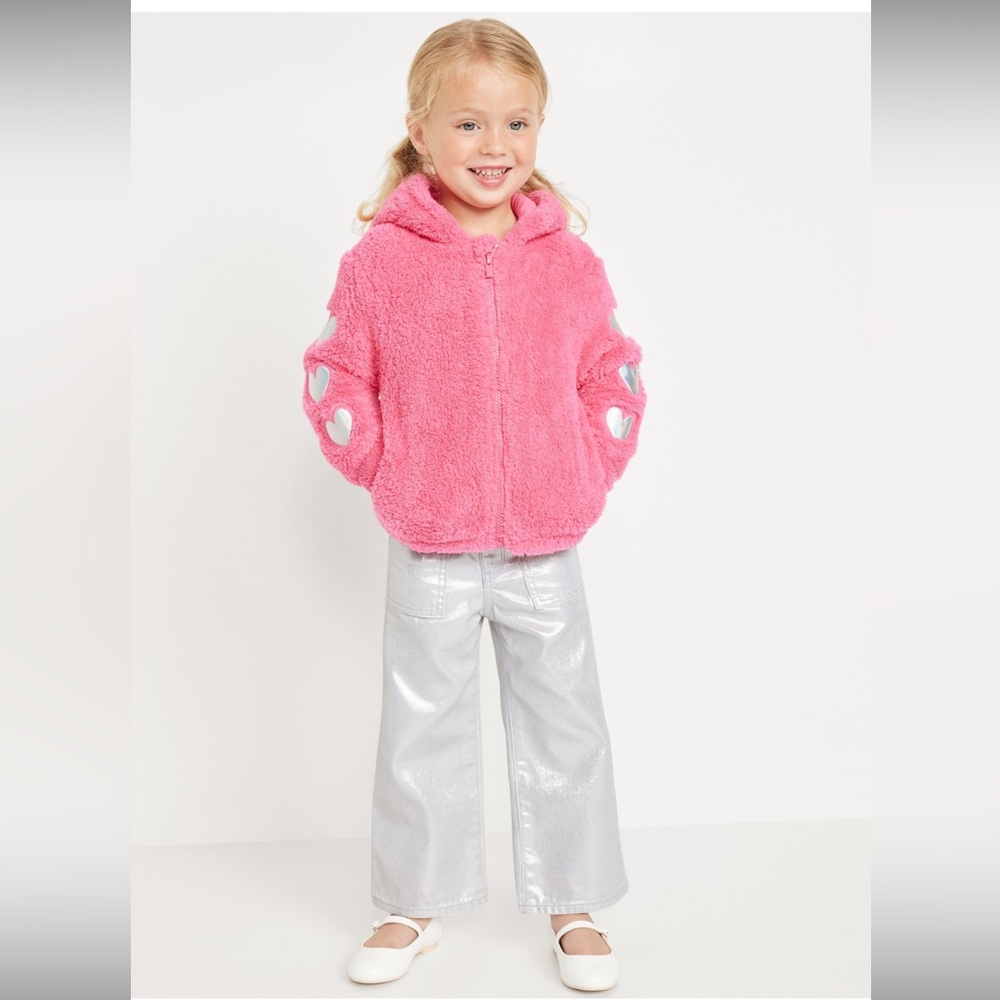 Old Navy Stylish High-Waisted Baggy Silver Wide-Leg Jeans for toddlers